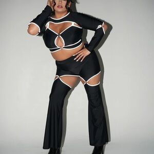 Black Cut-Out Three-Piece Set Rave fit